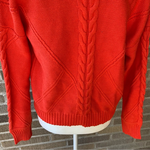 Cabi 5449 Orange Citrus Chunky Cable Knit Cardigan Sweater Button Up Medium - Picture 9 of 13